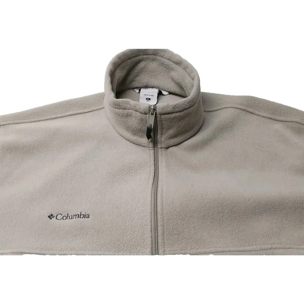 Columbia Sweater Mens XL Tan Fleece Full Zip Outdoors Sweatshirt VTG Work Comfy - Picture 13 of 16